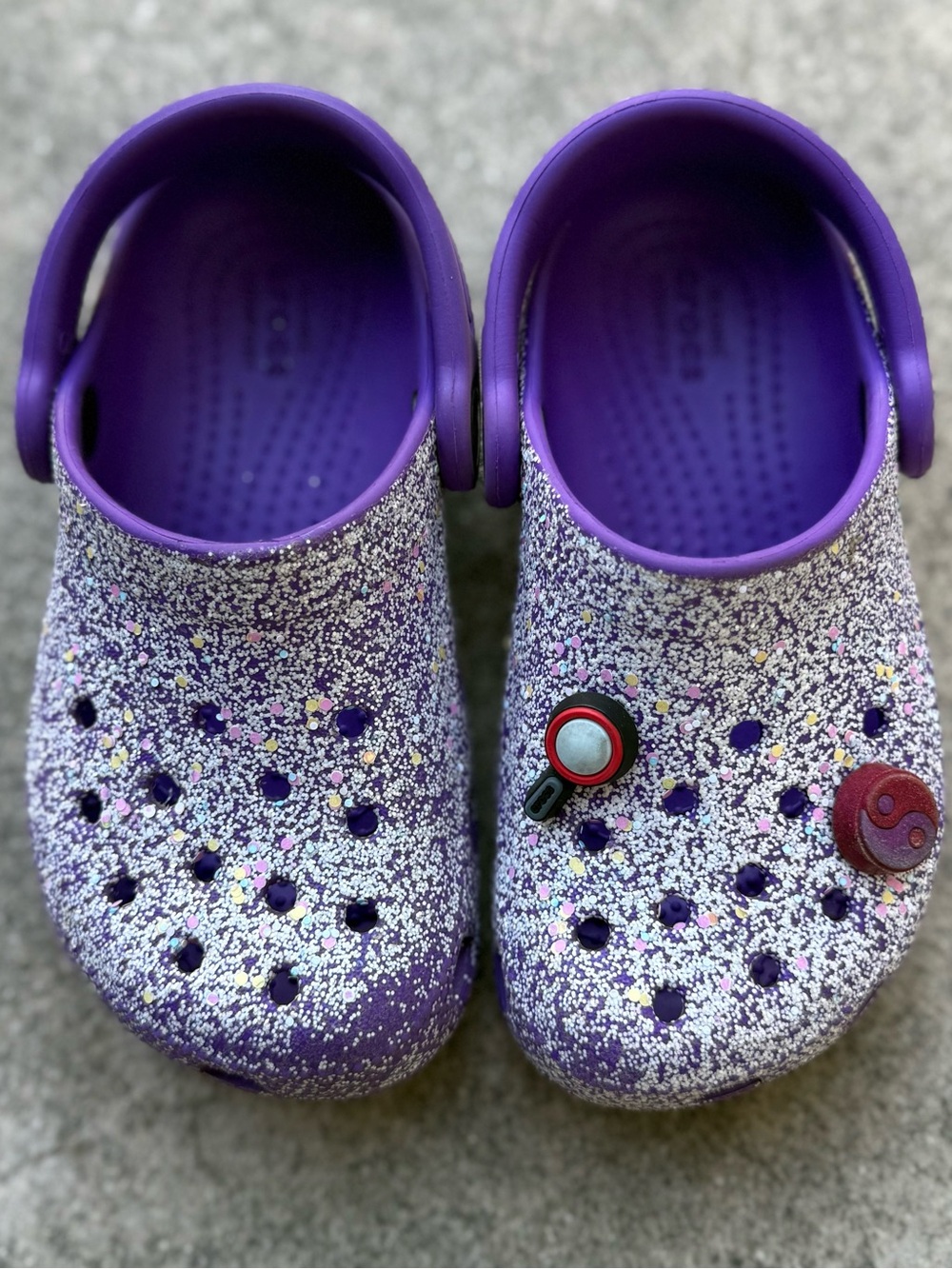 Crocs Purple classic glitter sparkle clogs C9 Halloween